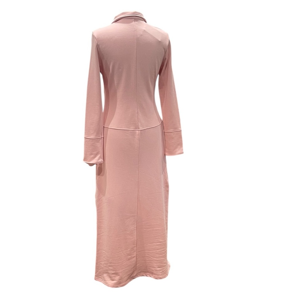 Women's Blush Pink Zip-Front Maxi Dress - Picture 6 of 8
